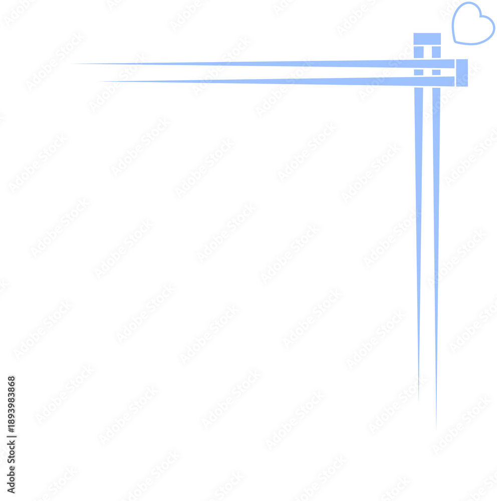 Obraz premium cute corner line design with cute small heart decoration