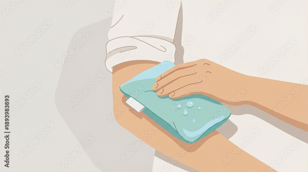 © Alla - Ice pack held against elbow to relieve pain and discomfort © Alla - Ice pack held against elbow to relieve pain and discomfort