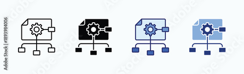 Procedure Icon Sheet Multiple Style Collection Isolated Vector