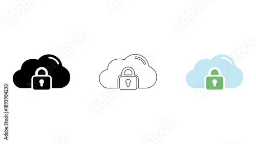 cloud security concept with padlocks and clouds representing data protection and safety
