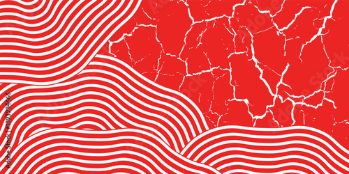 A close up shot of chopsticks lifting white noodles against a red background. abstract vector illustration.