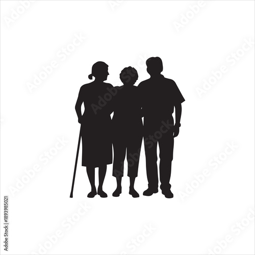 senior silhouettes collection, elderly silhouettes.