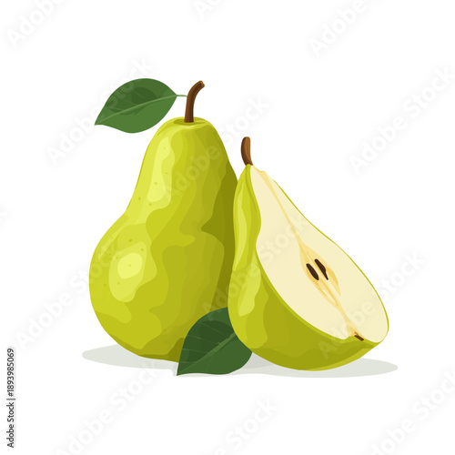 Clean 2D flat vector depiction of a Local Pear, designed in minimalist modern style with white background.