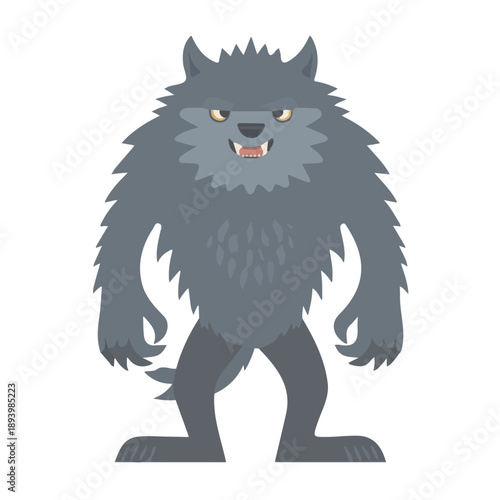 Werewolf, clean 2D vector flat illustration in minimal and modern style on a white background.