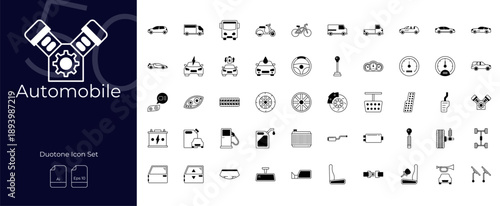 Automobile Duotone Editable Icons set