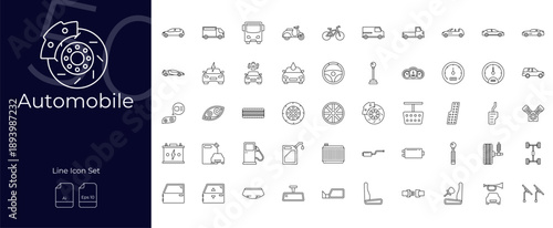 Automobile Line Editable Icons set