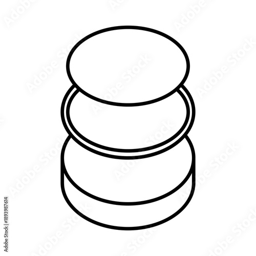 Open snus can icon. Minimalist line art of a multi-layer nicotine pouch container with compartments.