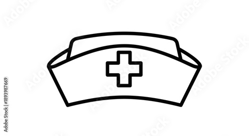 Minimalist Nurse Cap Outline with Medical Cross