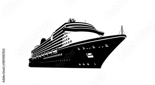 Perspective view of a large ocean liner cruise ship
