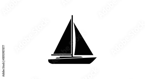 Simple sailboat silhouette on water icon
