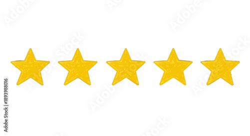 Five yellow stars arranged horizontally on a, representing a perfect rating.