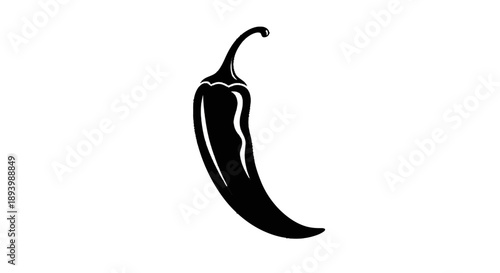 A stylized black silhouette of a chili pepper against a white backdrop.