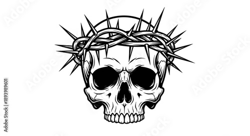 Human Skull wearing a Crown of Thorns