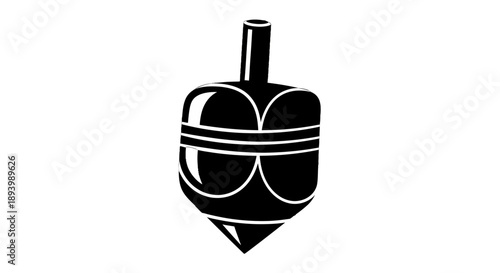 A black silhouette of a dreidel spinning toy is shown against a.