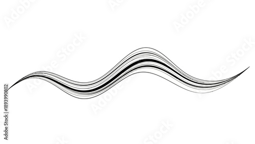 Abstract flowing black lines forming a wavy pattern on a white background graphic