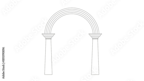 Architectural design of a classical archway with fluted columns and a layered semicircular top