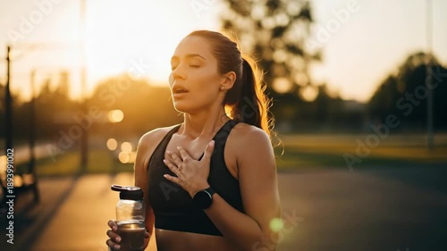 Hydrating After an Outdoor Workout in Golden Hour Light