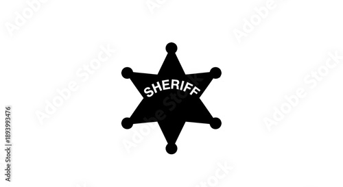 A black sheriff star badge with the word sheriff written on it.