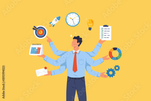 Busy Person With Many Tasks
