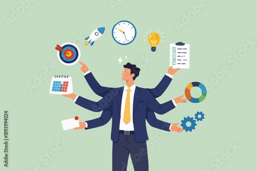 Busy Person With Many Tasks