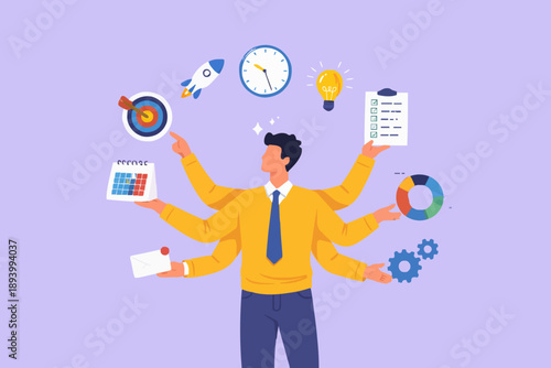 Busy Person Managing Tasks