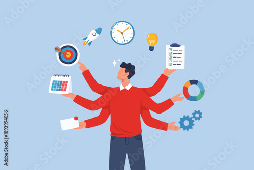 Busy Person With Many Tasks