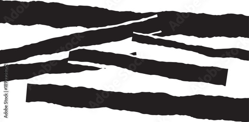 Torn paper strips on white background abstract design element