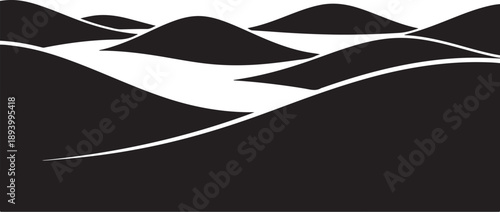Minimalist black and white abstract landscape illustration design