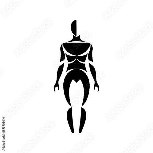 Abstract human body silhouette in black and white.