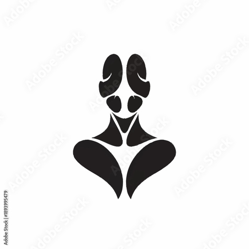 Abstract human figure inkblot psychological test symbol.
