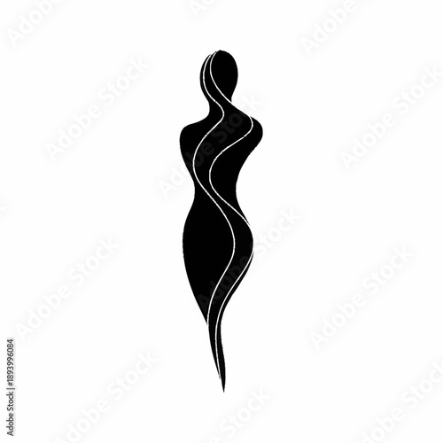 Elegant Abstract Female Silhouette with Flowing Lines.
