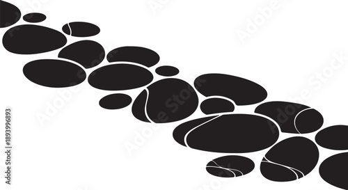 Black stones on white background in diagonal line pattern