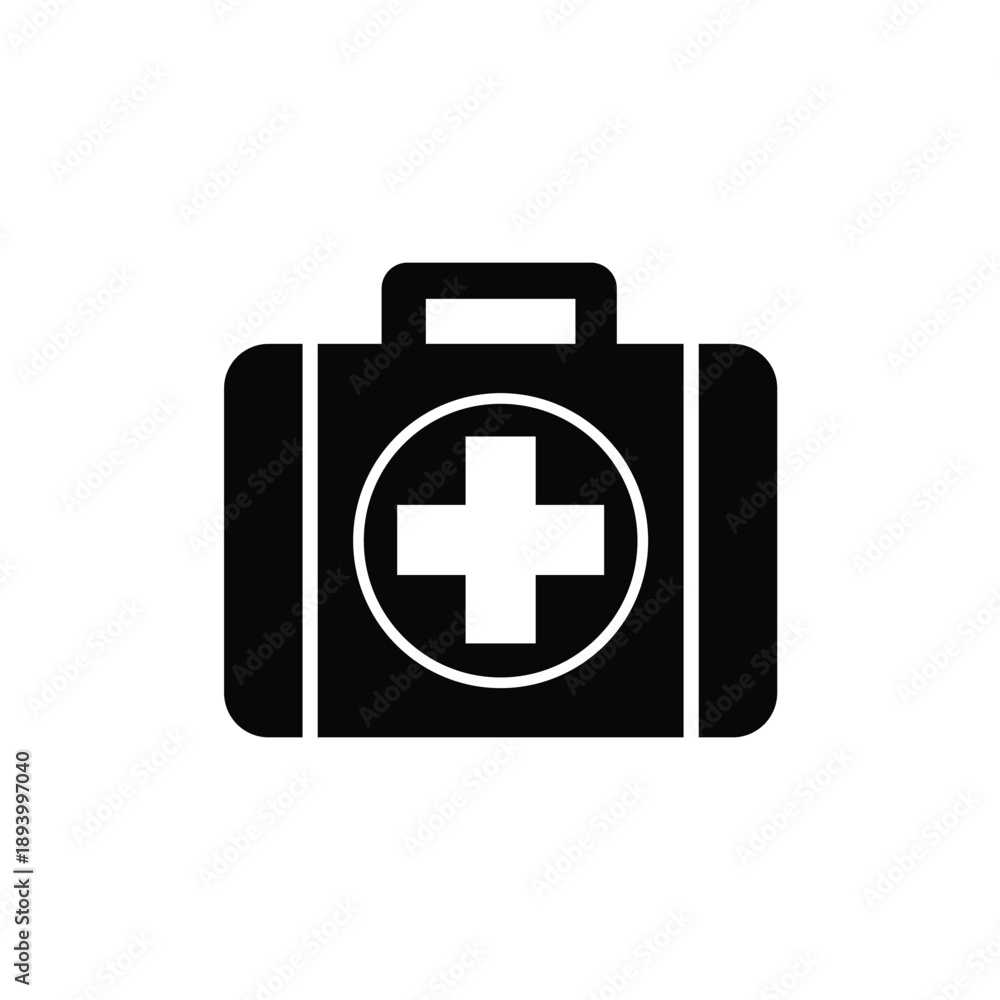 Obraz premium Medical Kit Icon Symbol — First Aid Box, Healthcare Emergency and Hospital Equipment Vector Illustration