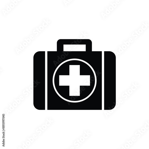 Medical Kit Icon Symbol — First Aid Box, Healthcare Emergency and Hospital Equipment Vector Illustration