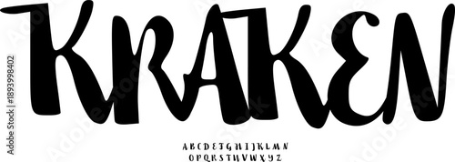 Kraken Handcrafted Horror Display Font Alphabet – Rough Organic Typeface with Sea Monster Myth Meaning for Game Titles, Tattoo Design, Dark Branding, Posters & Cinematic Typography