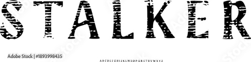 Stalker Distressed Horror Font Alphabet – Rough Grunge Display Typeface with Dark Suspense Meaning for Thriller Branding, Game Titles, Horror Posters, Cinematic Design & Gritty Typography