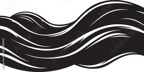 Black and White Wavy Lines Abstract Vector Illustration Design