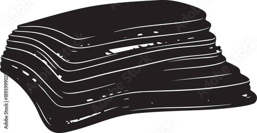 Stack of black plates with white lines illustration design