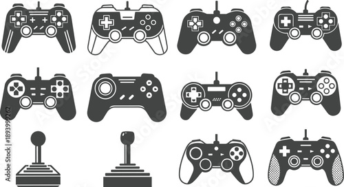 Game, Controller, Joystick, Gamepad, Gaming, Console, Video, Play, Player, Arcade, Control, Device, Technology, Button, Icon, Silhouette, Vector, Black, Set, Collection