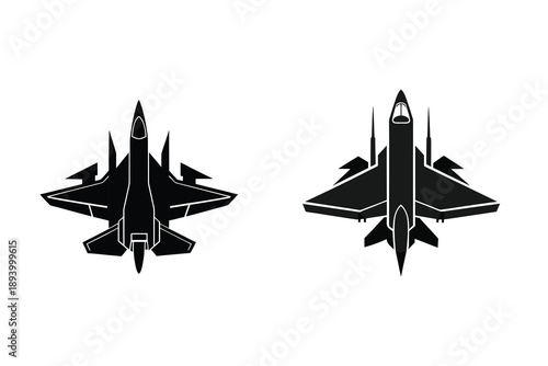 Fighter Jet Military Plane Silhouette Icon Vector Illustration Design