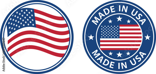 American flag icons representing manufacturing and quality assurance for domestic products