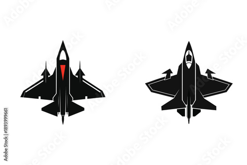 Fighter Jet Military Plane Silhouette Icon Vector Illustration Design