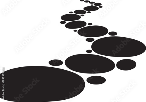 Black circles in a diagonal line on white background