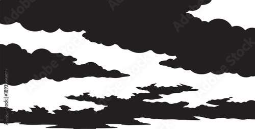 Black clouds in a white sky dramatic landscape scene