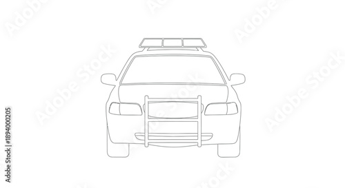 Line drawing of a police vehicle with a push bumper viewed from the front