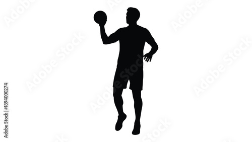 Silhouette of a man preparing to throw a baseball on a white background