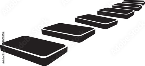 Black and white staircase steps leading upwards in perspective