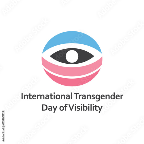 International Transgender Day of Visibility Logo Design with Eye Symbol and Flag Colors Vector Illustration