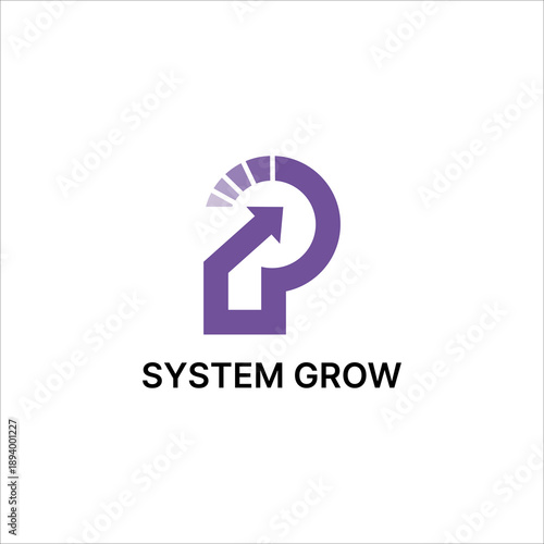 System grow logo vector icon modern abstract letter P arrow growth business strategy corporate brand identity design