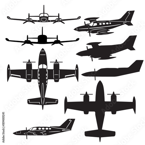 small proppeler airplane vector set for laser and plasma cut